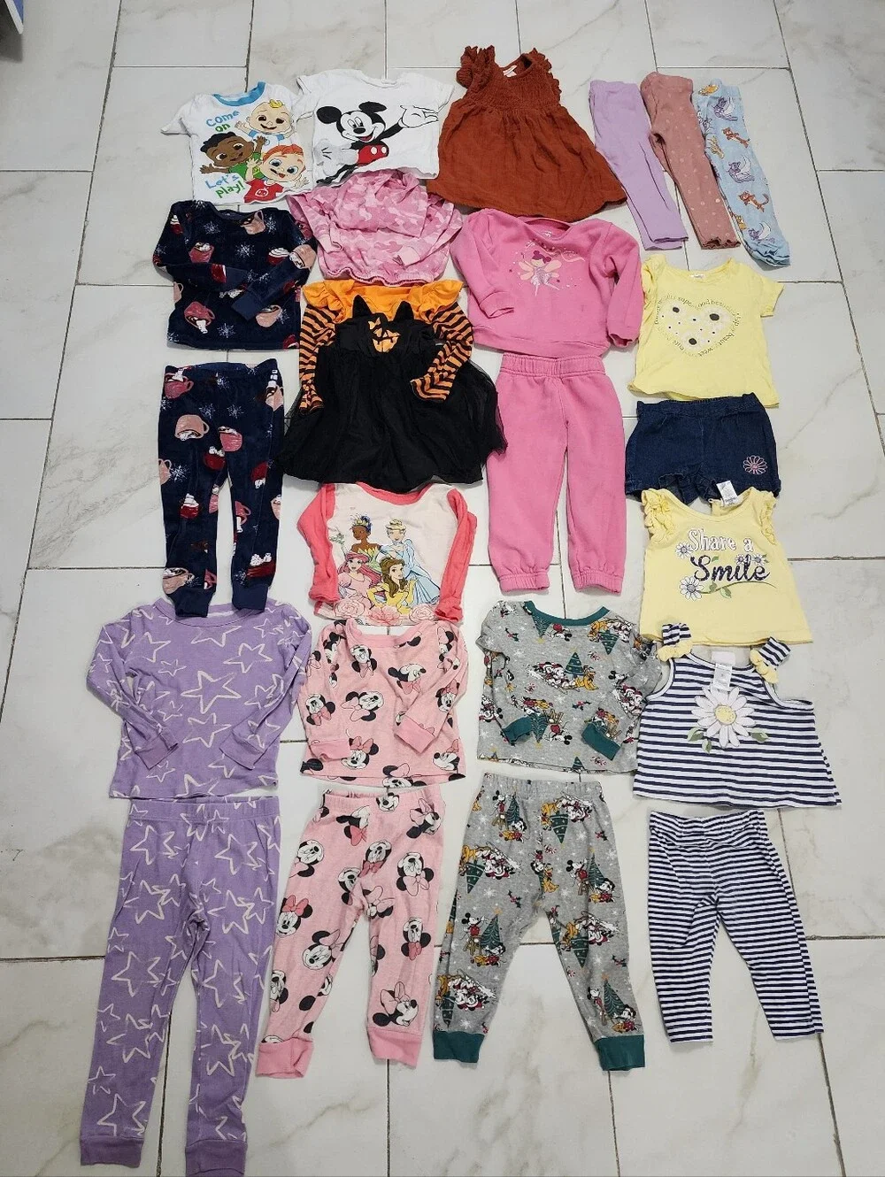Lot of Girls' Mixed Pajama Sets and Tops , Dresses - 24 Pices Size 2T